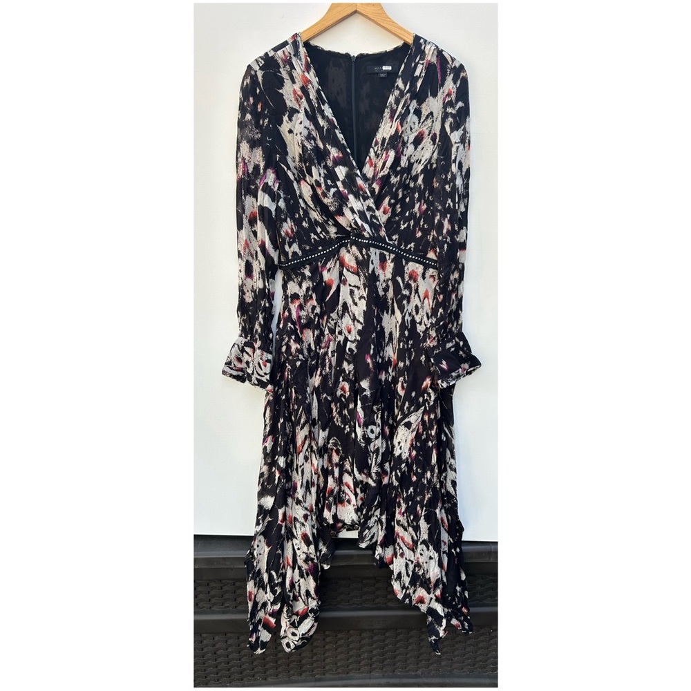AllSaints Black Multi Print Midi Dress